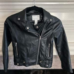 Girls Zara Black Faux Leather Jacket. Size 8, in Mint condition.